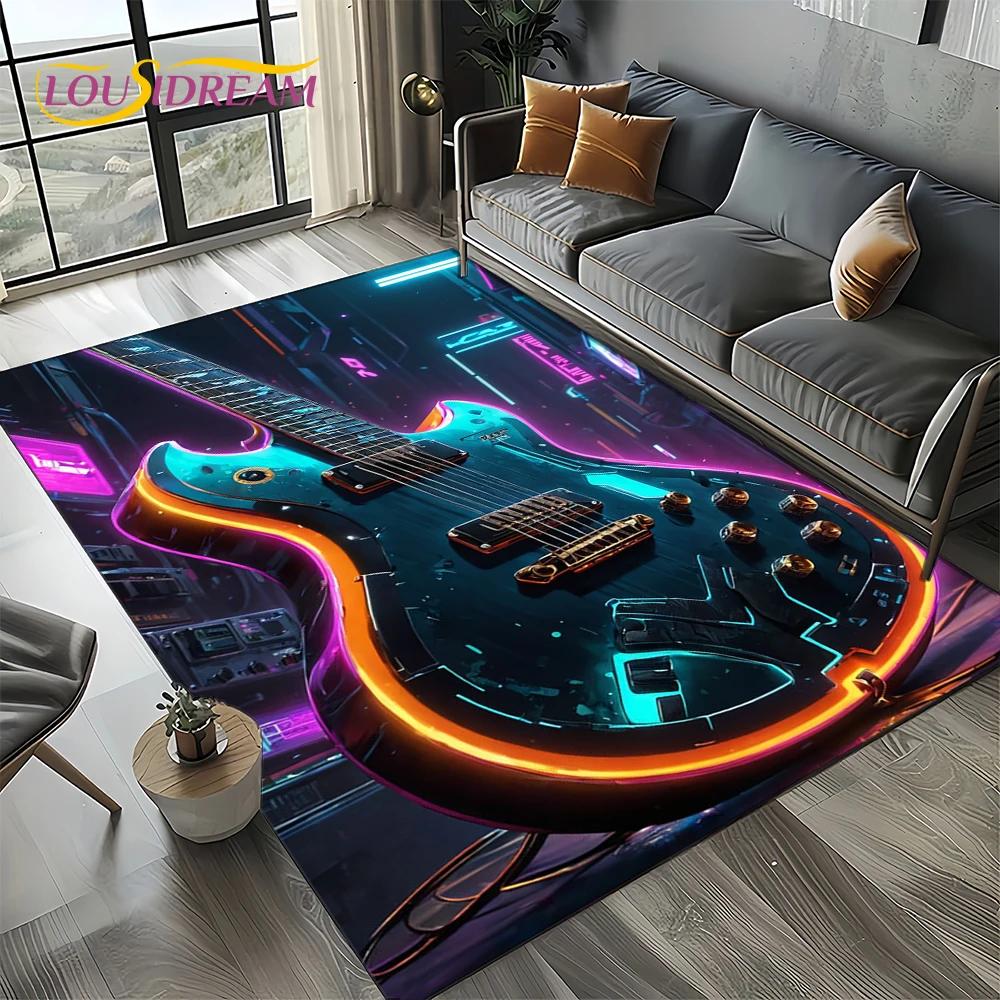 27 Style New Skull Electric Guitar Classical Guitar Carpet Rug for Living Room Bedroom Home Sofa,kid Area Rug Non-slip Floor Mat