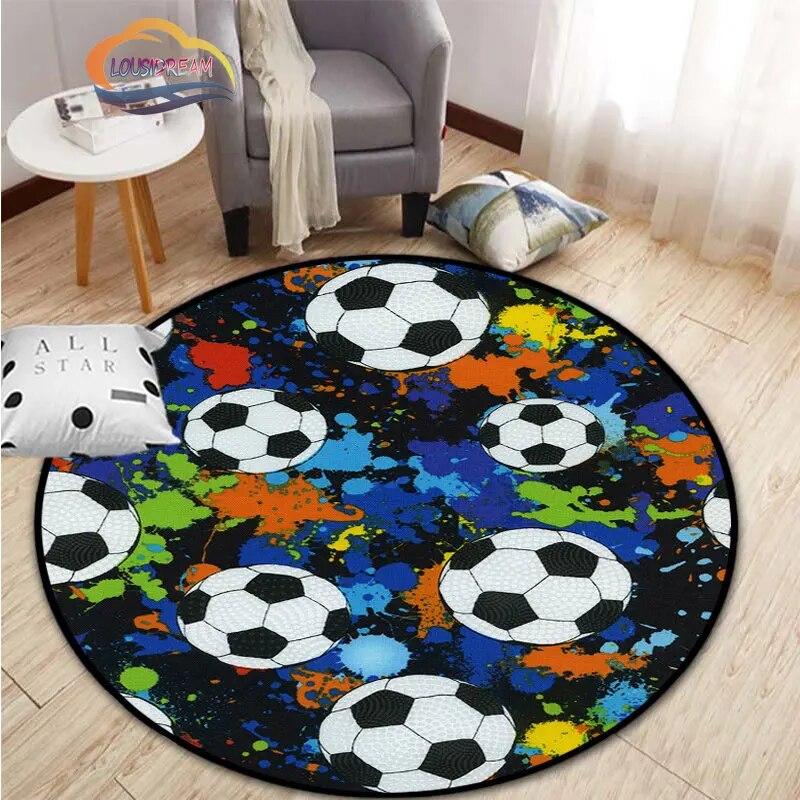 Ковер с изображением футбола, украшение для гостиной, круглая кровать, стул, коврик для дома, входная дверь, дети