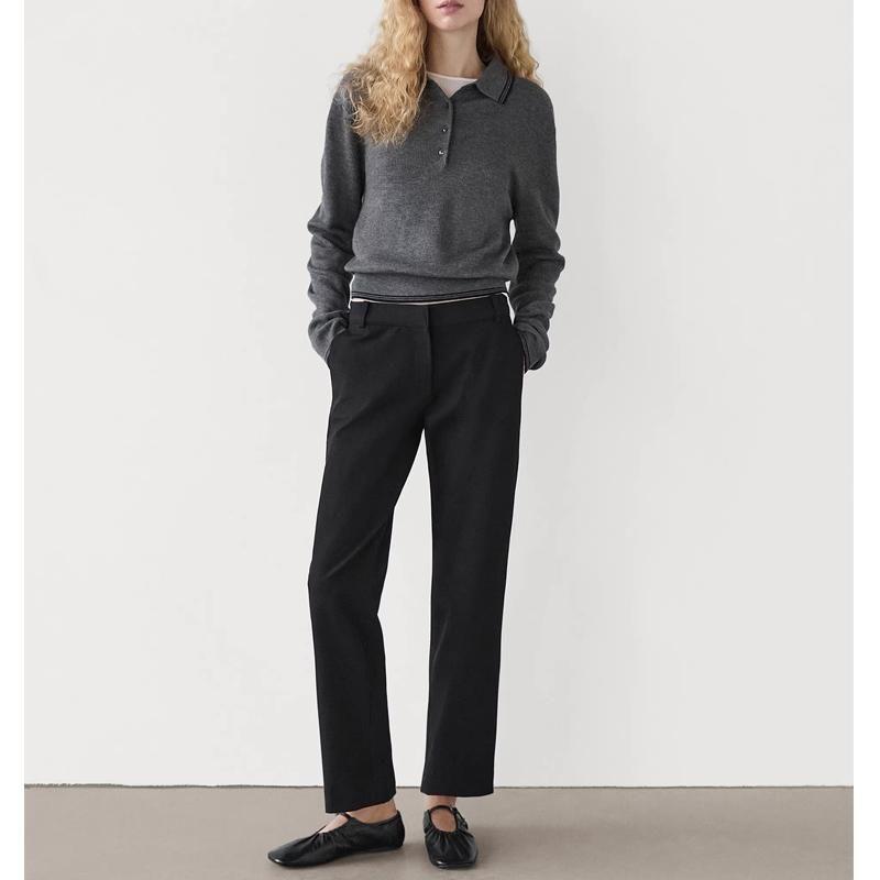 MD Fall and Winter New Women's Clothing Casual Intelligence Commute Style Minimalist White High-Waist Straight Pants 5001801