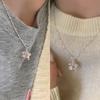 Женское серебряное (S925) колье с розовой звездой из кубического циркония