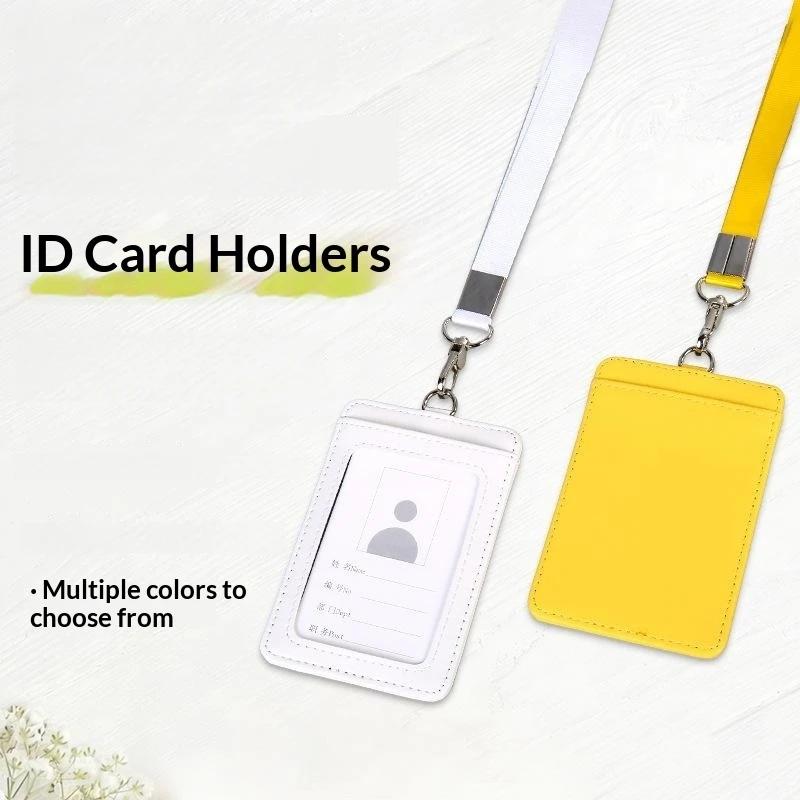 Держатель для ID-карты из искусственной кожи с шейным шнурком, вертикальный, горизонтальный, для офисного работника, школьника