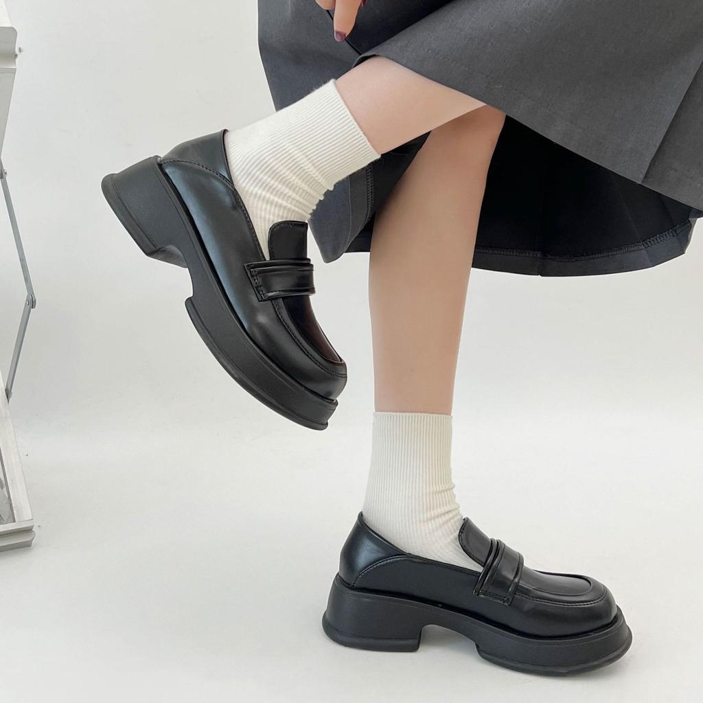 Женские мокасины Queen Fan French на платформе, новые осенне-зимние универсальные туфли на толстом каблуке в ретро-британском стиле, маленькие кожаные туфли