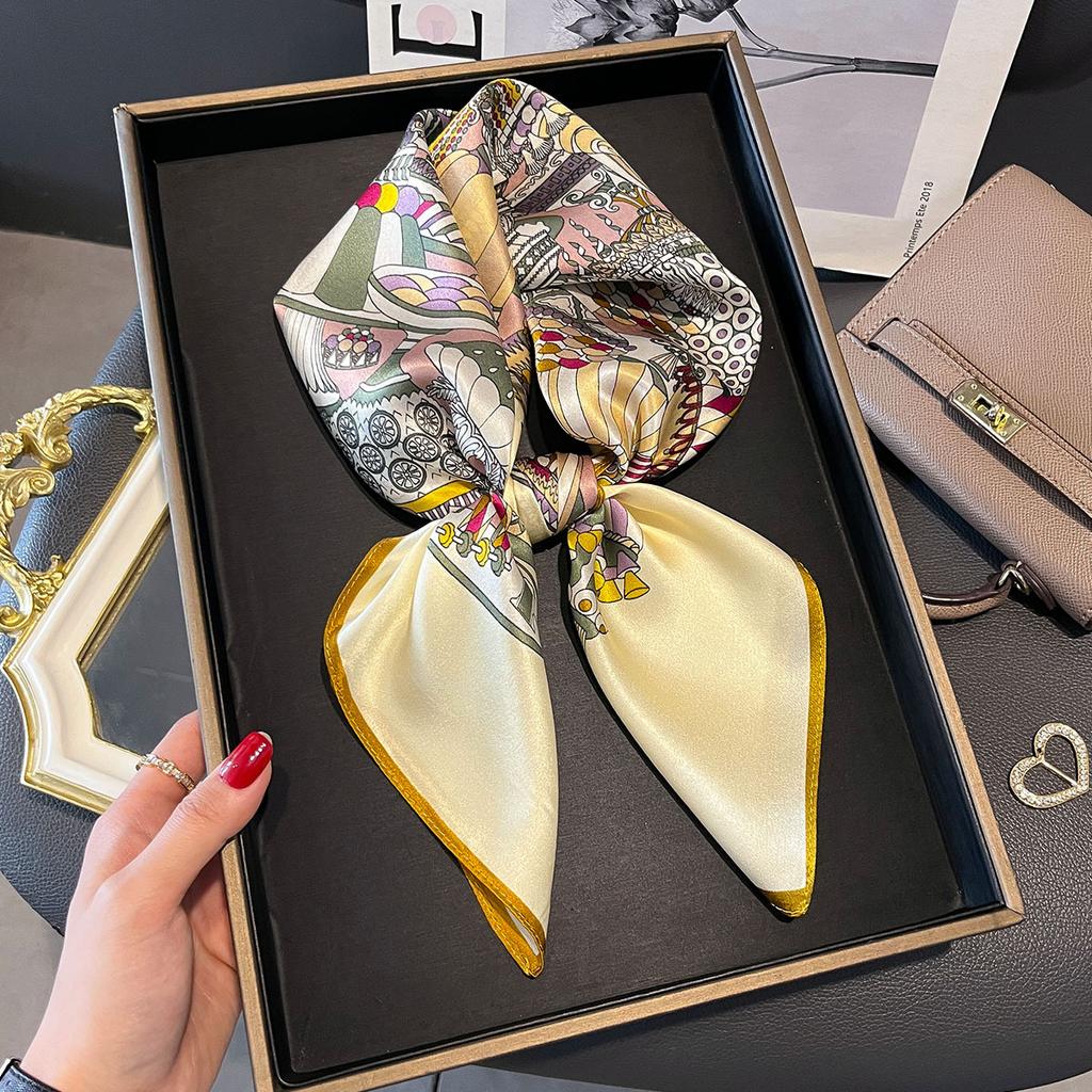 Luxury  Women Mulberry Silk Scarf Fashion Pattern Design Square Scarves Bandanna Wraps Decoration Hairband
