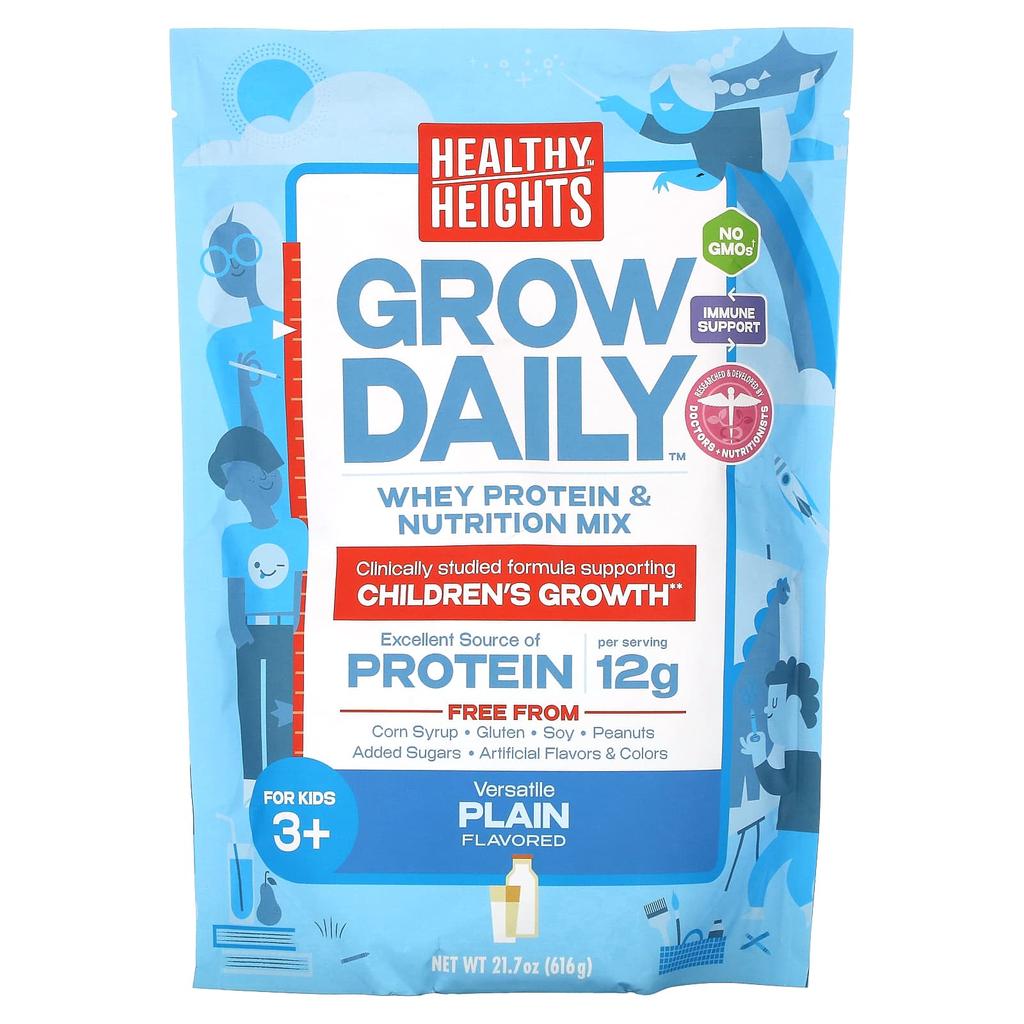 Healthy Heights, Grow Daily, Whey Protein and Nutrition Mix, For Children Ages 3+, Plain, 21.7 oz (616 g)