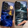 Большое Окно Пудра Для Samsung Galaxy S 8 9 10 20 Plus 21 FE 22 23 24 Ultra S7 Edge Черный Закаленное Стекло Чехол для Телефона Твердый Чехол