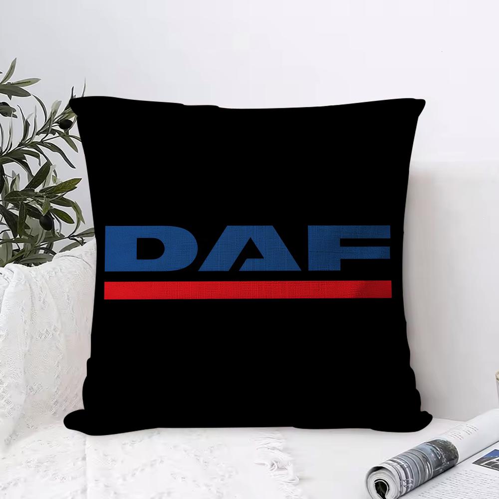 Подушка с логотипом грузовика DDAF Чехол из эко-льна Наволочка Двусторонний принт Дышащая Прочная Молния Декор для дома Подарок