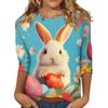 Women's Bunny Easter T-Shirt Fashion Long Sleeve Round Neck Regular Top Holiday Weekend Print Floral Red Spring Autumn Outfit