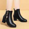 Women Leather Boots  Leather Plush Boots Winter Warm Thick Heel Brand High-heeled Fashion Snow Boots Women Short Boots