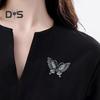 Women Brooch Retro Butterfly Shape Rhinestone Decor Anti-slip Wear-resistant Suit Coat Collar Hat Scarf Decoration Clothes Pin Prom Party Garment