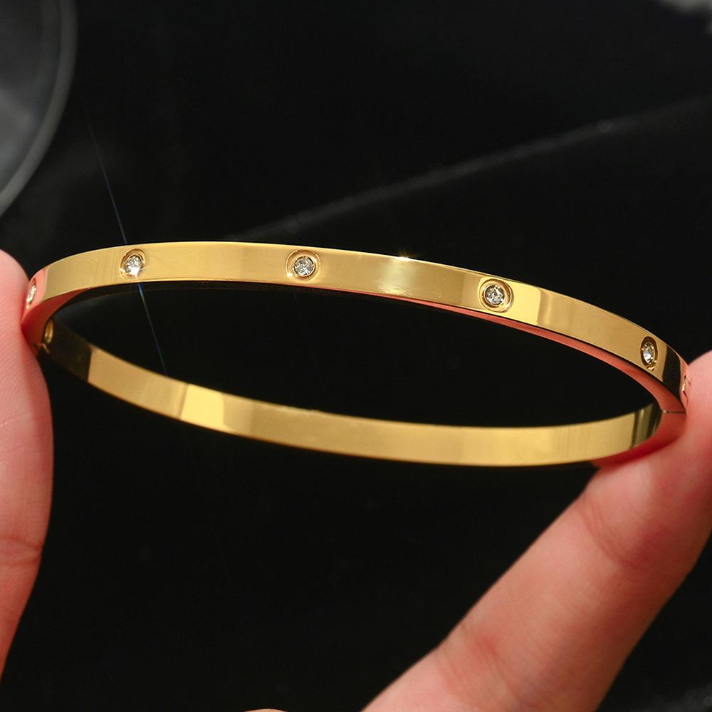 Браслет-гвоздь с бриллиантами из титановой стали - Женская минималистичная мода, Горячо продаваемые женские аксессуары