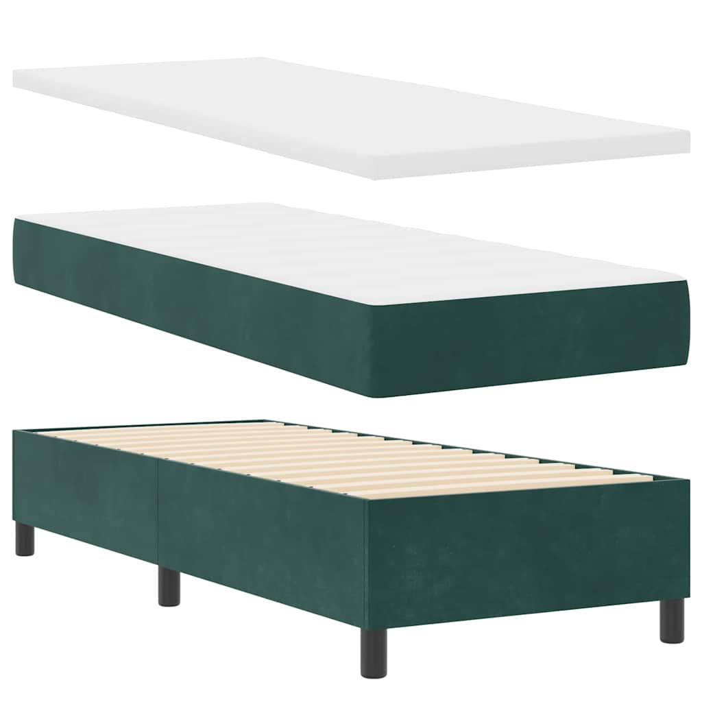 Box Spring Bed with Cushions Dark Green 200 x 80 cm Velvet