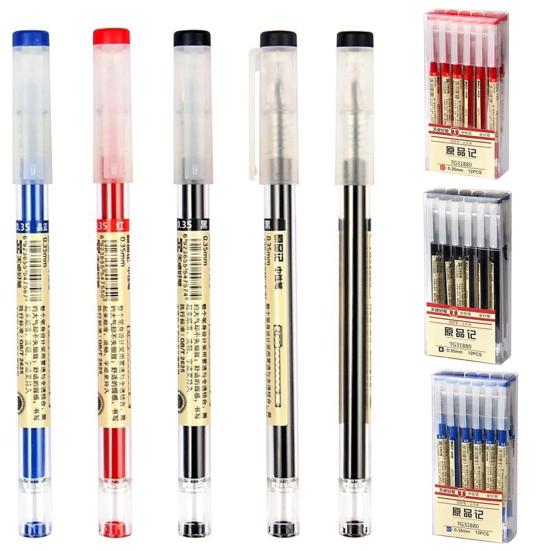 12Pcs/Box 0.35mm Creative Black/Red/Blue Ink Gel Pen for School Student Work