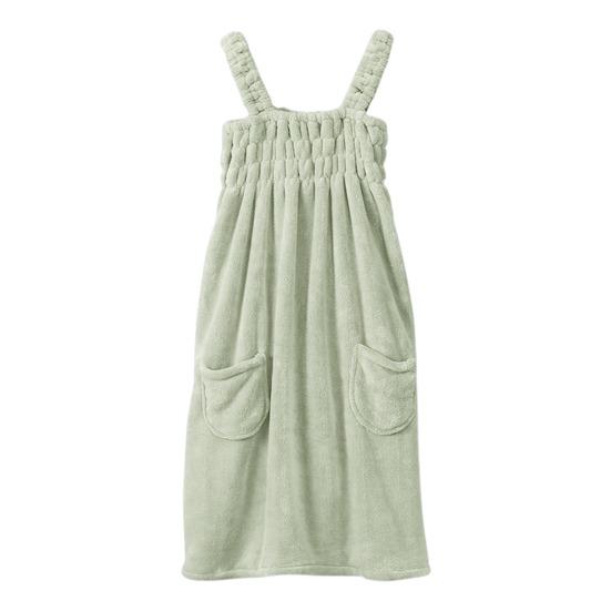 Коралловый флисовый банный халат, быстро впитывающий, быстросохнущий, эластичный, без рукавов, плиссированный, с карманами, свободный, на подтяжках, одежда для пляжа, спа, бассейна, банный халат