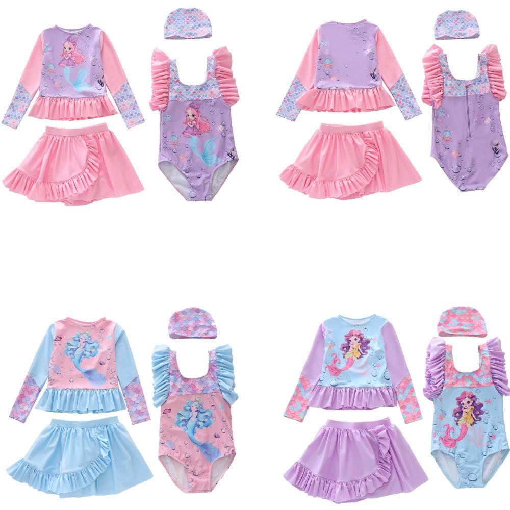 2026 Toddler Girl Long Sleeve Sun Protection Swimsuit - One-Piece