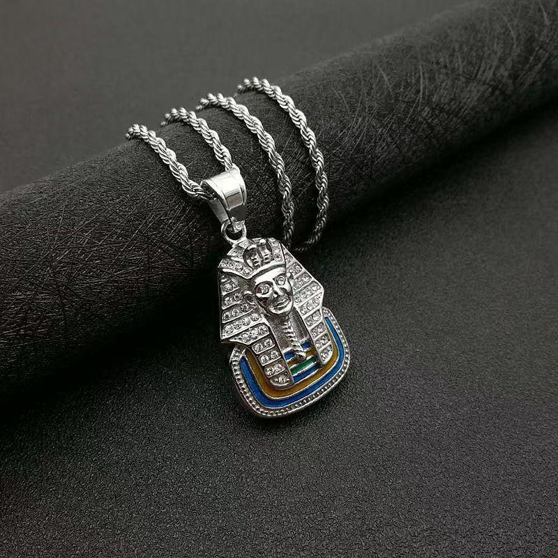 Egyptian Fashion Iced Out Pharaoh Pendant Gold Color Stainless Steel Necklace for Women Men Ancient Egypt Jewelry Gift 2025