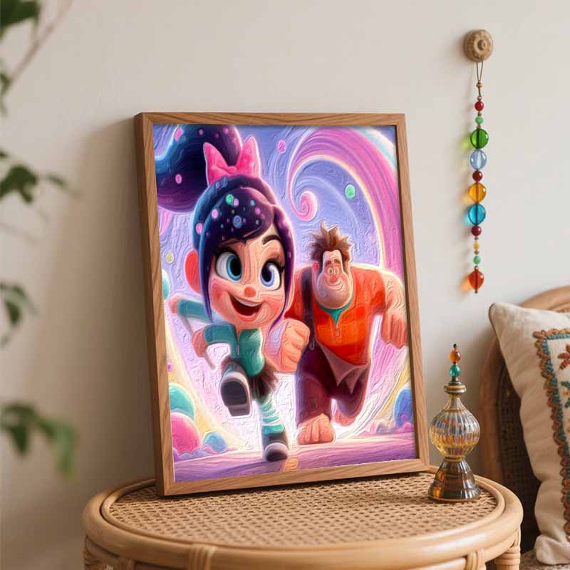 Набор для рисования масляными красками «Ральф против интернета» от Disney, набор для ручной поделки DIY, настенное украшение для дома, яркая и живая сцена с аниме-персонажами