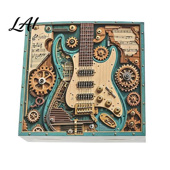 Decorative Jigsaw Puzzle 1/2 Sets 1000Pcs Steampunk Guitar Art Puzzle Gear Children Challenge Game Educatoional Musical Instrument Toy for
