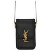 Ysl Solferino Золотой Логотип-Буквы Застежка-Кнопка Гладкая Кожа Мини Сумка Через Плечо Мужские сумки Черный 753963-BWR0W-1000