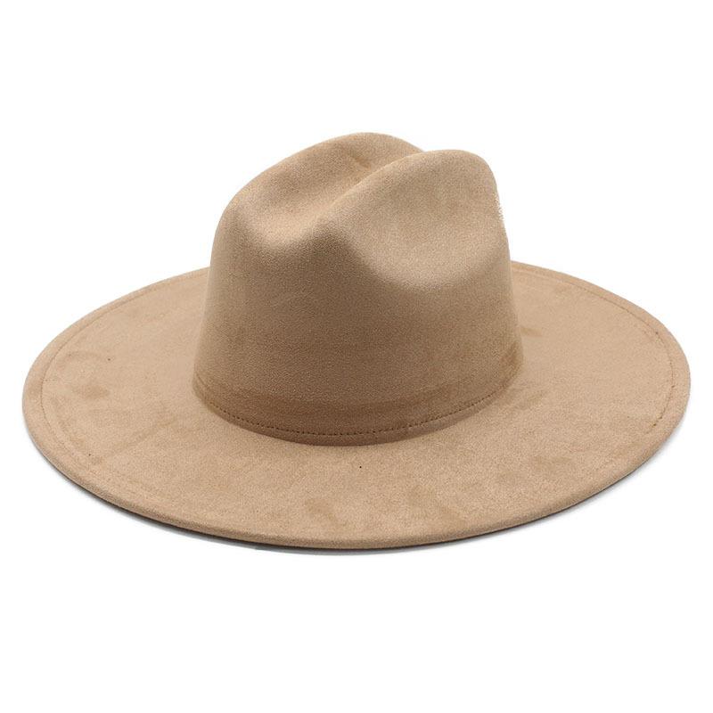 Suede flat edge western cowboy hat hot-selling retro jazz top hat men and women autumn and winter big-brimmed felt hat