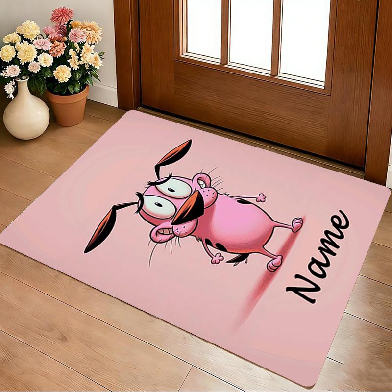 Custom Name Pink Piggy Living Room Non-Slip Area Rug Soft Carpet for Bedroom Kids Playroom Sofa Office Home Decor Doormat