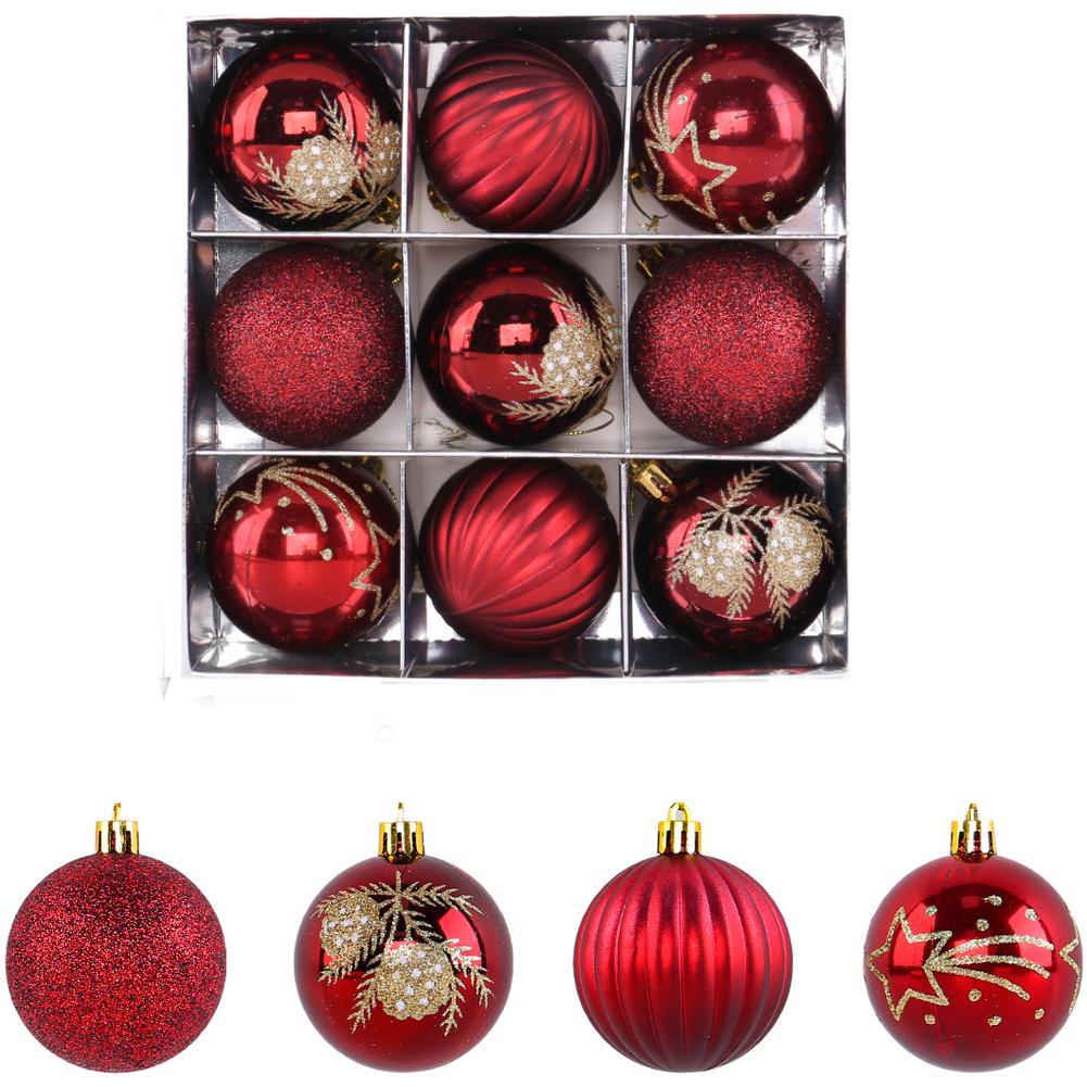 9PCS Hand-Painted Christmas Ornaments, Festive Window Hanging Present Box Decor Xmas Baubles Xmas Tree Pendants