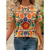Летняя женская футболка с цветочным 3D-принтом, в стиле ретро, повседневная, в богемном этническом стиле, футболка оверсайз, летняя женская футболка с коротким рукавом