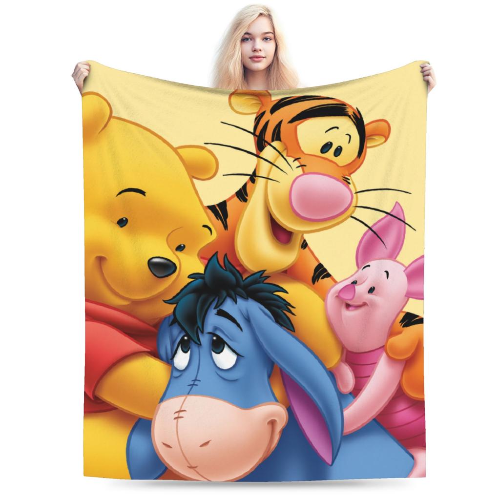 Pooh and Friends Blankets Flannel Summer Air Conditioning Winnie The Pooh Breathable Soft Throw Blankets Sofa Travel Rug Piece