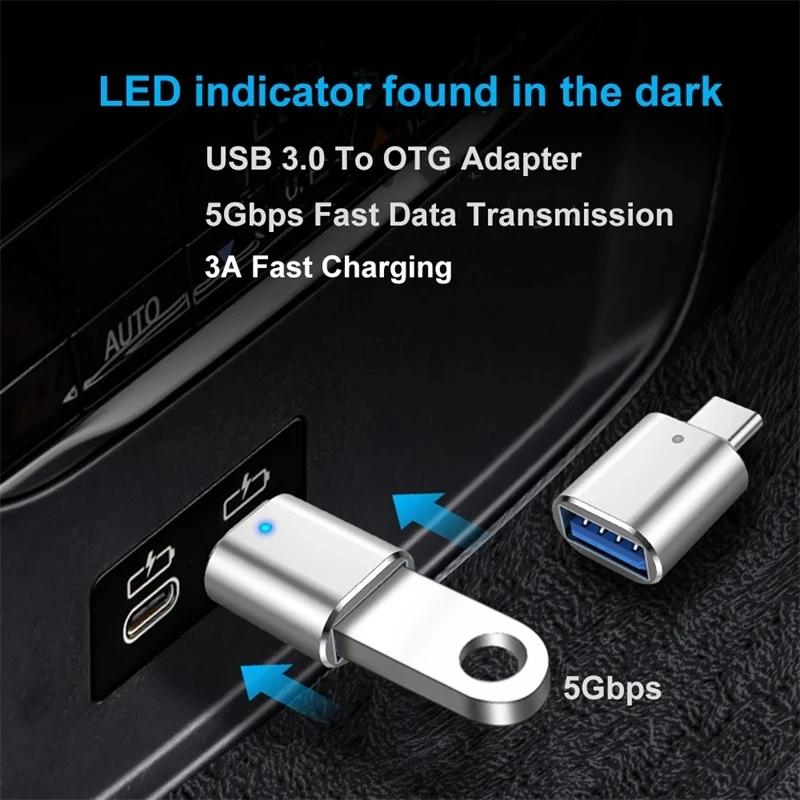 Адаптер USB 3.0 - Type C LED OTG - USB C USB-A - Micro USB Type-C Female Connector для адаптеров HUAWEI Samsung Xiaomi POCO
