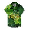 Men'S Summer Shirt 3D Printing Fashion Casual Green Collection Loose Short Sleeve Shirt