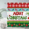 Christmas Shower Curtain Set - Holiday Bell/Christmas Tree/Snowflake Design, Waterproof Fabric, Winter Bathroom Decoration