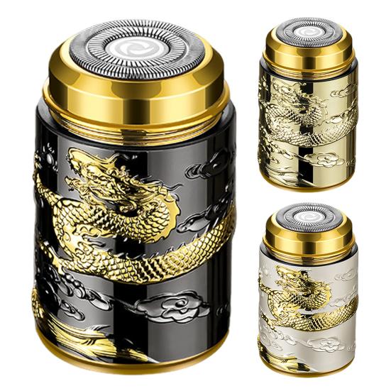 Мужская электробритва с резным китайским драконом IPX6 Водонепроницаемая Type-C перезаряжаемая мини-дорожная роторная бритва портативная