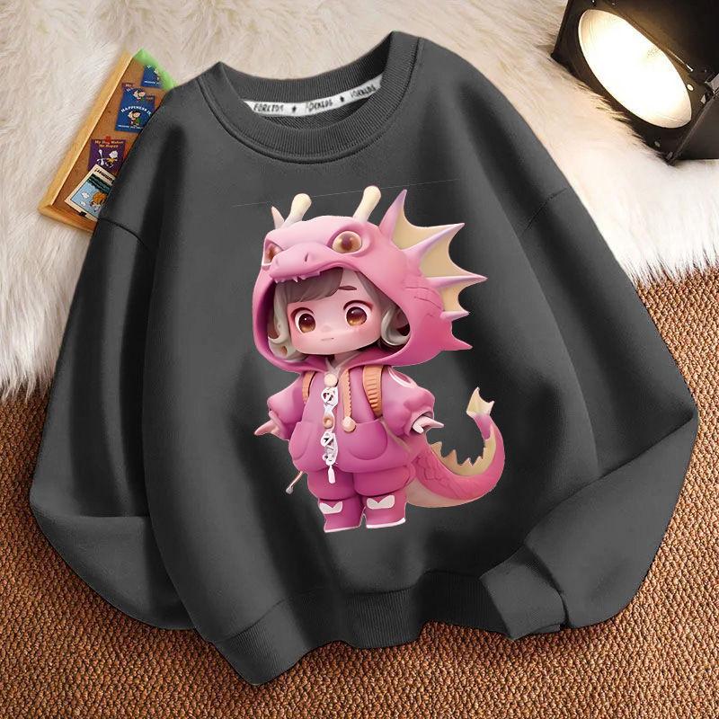 Милые толстовки с круглым вырезом и капюшоном с динозаврами для детей, модные толстовки с длинными рукавами для мальчиков и девочек на весну и осень