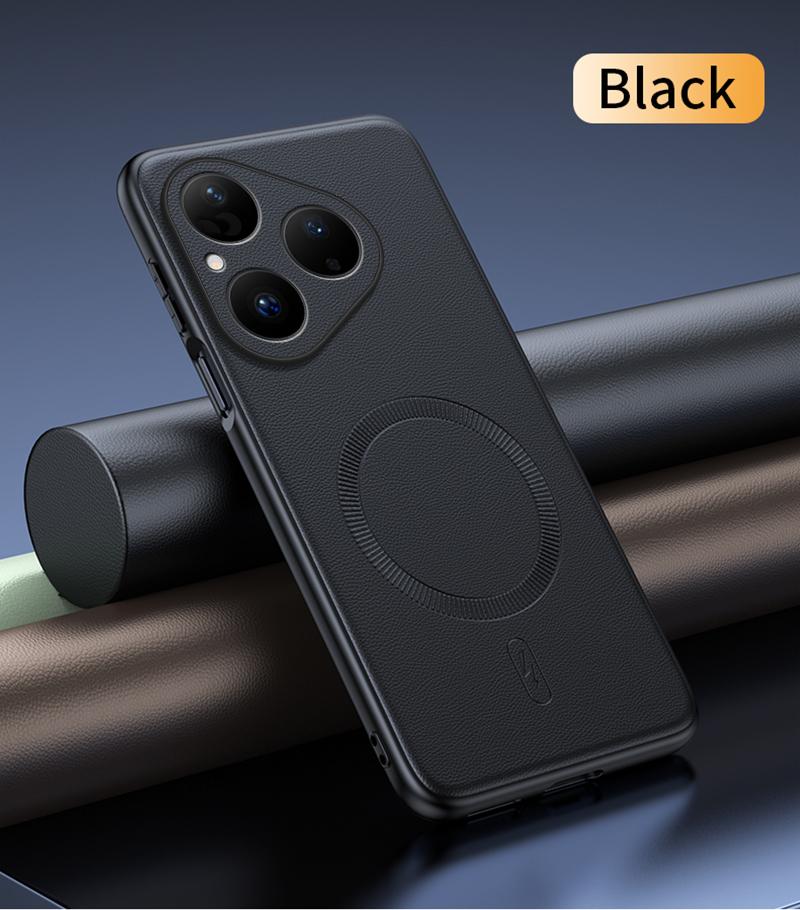 Чехол для Huawei Pura 80 Магнитная кожаная защитная крышка для Huawei Pura 80 Высокое качество Защита от отпечатков пальцев Нескользящий ПК+ТПУ