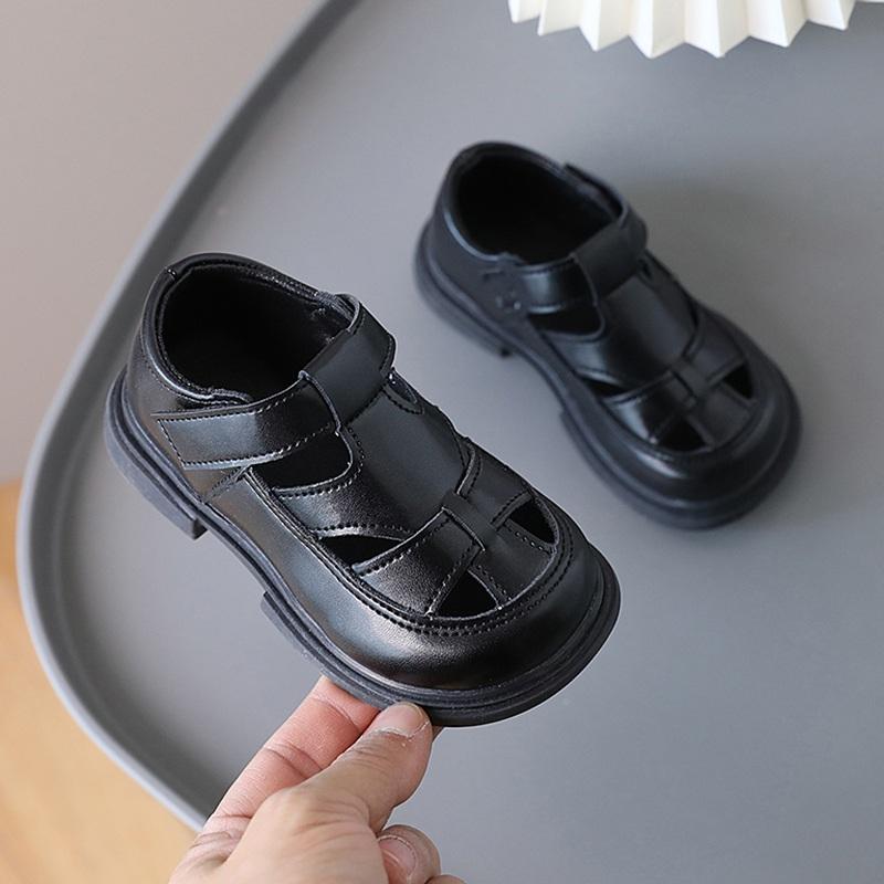 Летние детские сандалии для маленьких девочек, мягкая нескользящая полая дышащая кожаная обувь в стиле ретро, ​​детская пляжная обувь