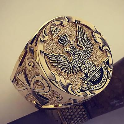 Классическое и стильное кольцо с властным орлом, мужское кольцо в подарок парню
