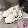 Genuine Leather Platform White Shoes Women's Spring New Lace Up All-Match Casual Shoes Panda Bread Shoes