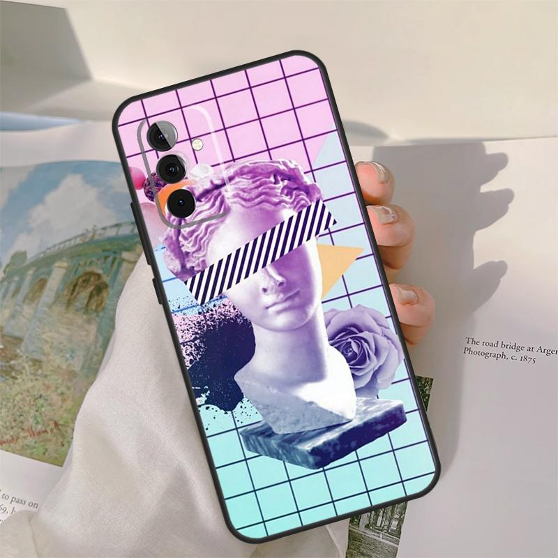 Great Wave Retro Cyber Statue Case For Samsung Galaxy A13 A33 A53 A34 A54 A14 A15 A16 A26 A36 A56 A12 A32 A52 A06 A35 A55