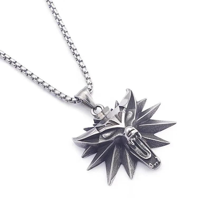 Винтажная панк подвеска в виде головы волка для мужчин, славянский викингский стиль, Геральт из Ривии, хип-хоп украшение