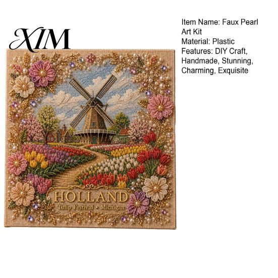 Painting Kits for Adults DIY Faux Pearl Kit, Handmade Floral Landscape 3D Gem Bead Art Craft, Exquisite Wall Sparkling Rhinestone Kit Living Room Home