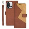 IDEWEI For OnePlus 13T 5G Case Card Slots Splicing Color Leather Phone Cover with Wrist Strap