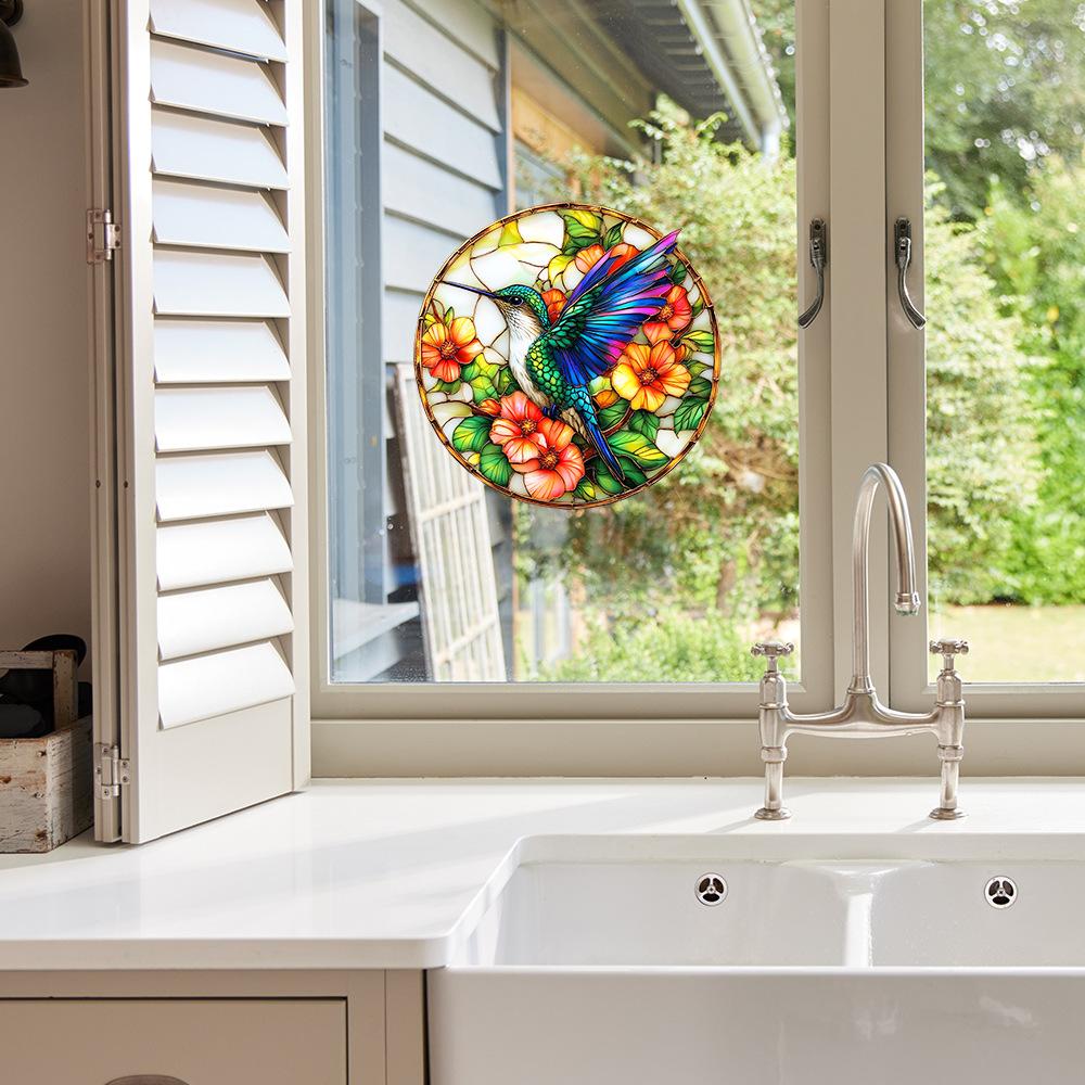 Painted Flowers Birds Balcony Glass Windows Home Beautification and Decoration Static Window Stickers