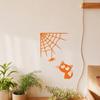 3D Printed Spider Web Cat Wall Decor, Orange Halloween Hanging Ornament, Spooky Cute Spider Cat Figure for Home Party Decoration