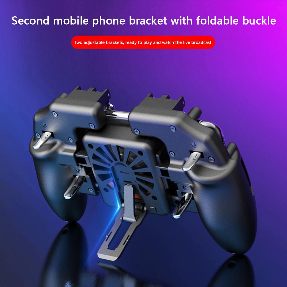 For PUBG Mobile Joystick Controller L1R1 Trigger Gamepad for iOS Android Six 6 Finger Mobile Shooting Gamepad with Cooling Fan