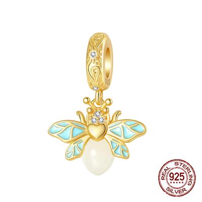 Светящийся Шарм-Подвеска Пчела Светлячок Медь Весенняя Тематика Подвеска Для Браслета Ожерелья Шармы для DIY Ювелирные Изделия