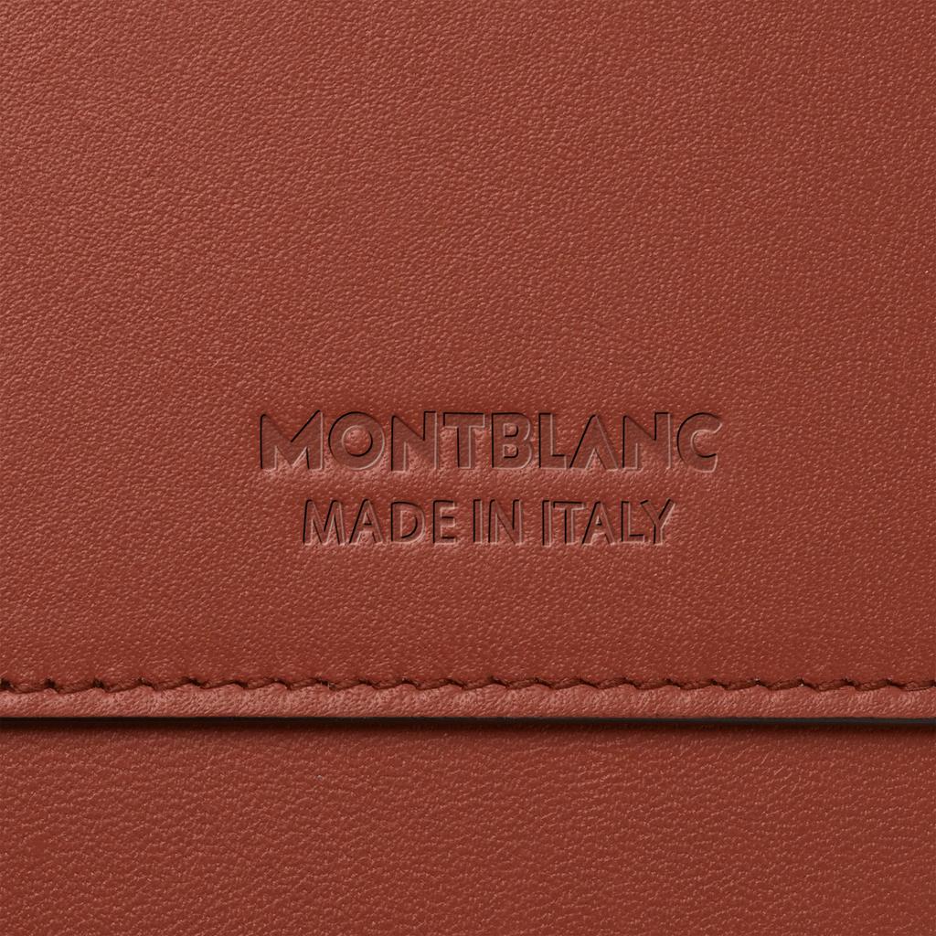 Montblanc Soft Leather Series Classic Five-Star Logo Zipper Wallet Men Wallet Warm-Brick-Red 131260