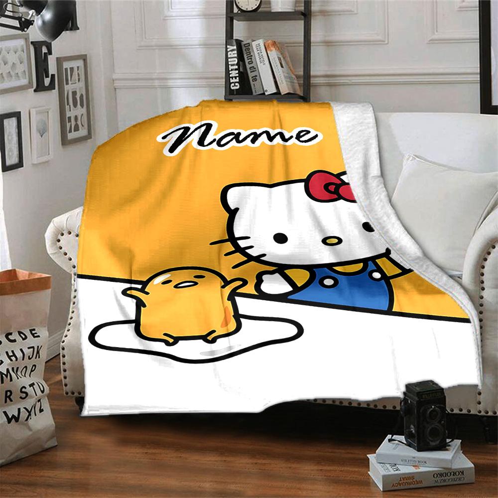 Customizable HelloKitty7 Throw Blanket – Personalized Name, All-Season Cozy Snug Blanket, Machine Washable, Personalized Blanket
