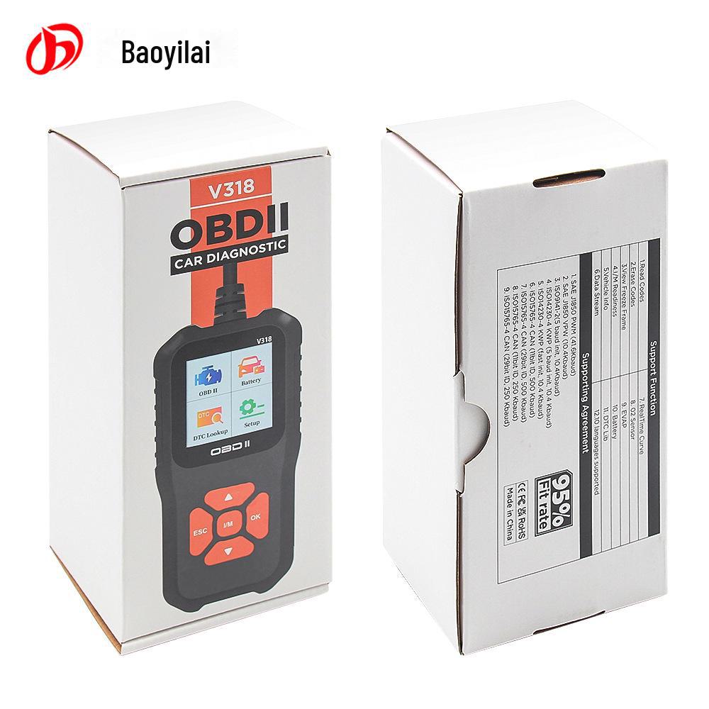 V318 OBD Code Reader Автоматический сканер с цветным экраном, 10 языками и 9 протоколами для обнаружения неисправностей