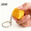 Portable Decompression Toy Simulated Cheese Fidget Clicker Keychain, 3D Printed Cube Finger Clicker, Anxiety Stress Relief Push Button for Office