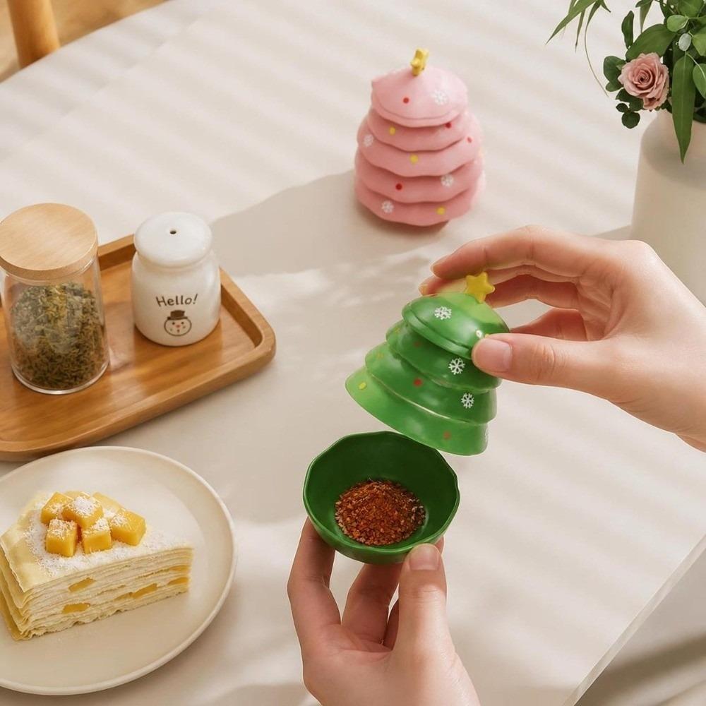 Dustproof Mini Fruits Bowl Plastic Sauce Dish Dessert Plate Christmas Tree Dipping Dish Home