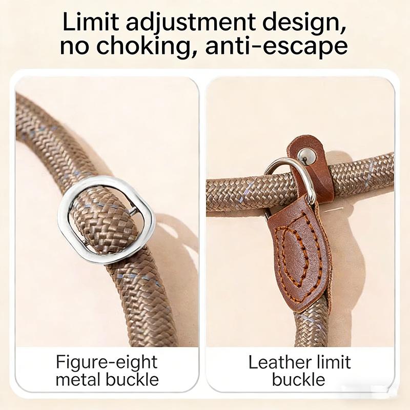 1.8M Dog Leash Slip Rope Lead Leash Heavy Duty Braided Rope Adjustable Loop Collar Training Leashes for Medium Large Dogs